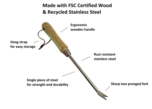 Eco-Friendly Dandelion Weeder Tool for Gardeners with Wood Handle