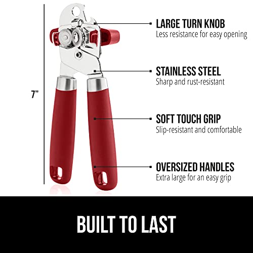 Red Heavy Duty Stainless Steel Manual Can Opener for Kitchen