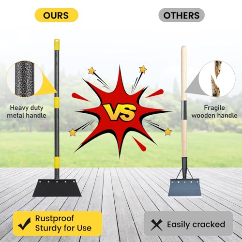 Heavy Duty Garden Flat Shovel for Weeding and Ice Removal, 60" Handle Garden Tool